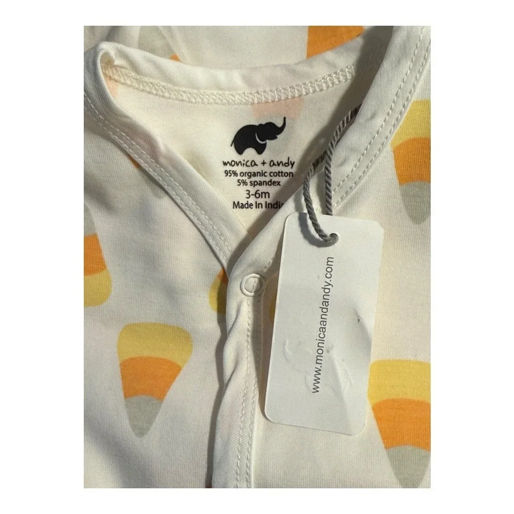 Monica and‎ Andy Baby 3-6M Candy Corn Print Organic Cotton Sleeper Halloween